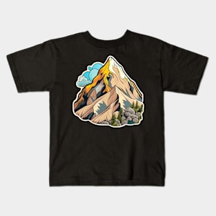 Yellowstone Peak Mountain Sticker Kids T-Shirt